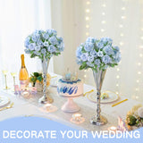 Blue Artificial Flowers, 12Pcs Fake Peony Silk Peonies For Decoration Blue Faux Flower Arrangements For Spring Office Home Decor Wedding Party (Light Blue)