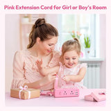 Pink Extension Cord 10 ft Surge Protector Power Strip with 6 Outlets and USB C Ports for Home Office Dorm Room