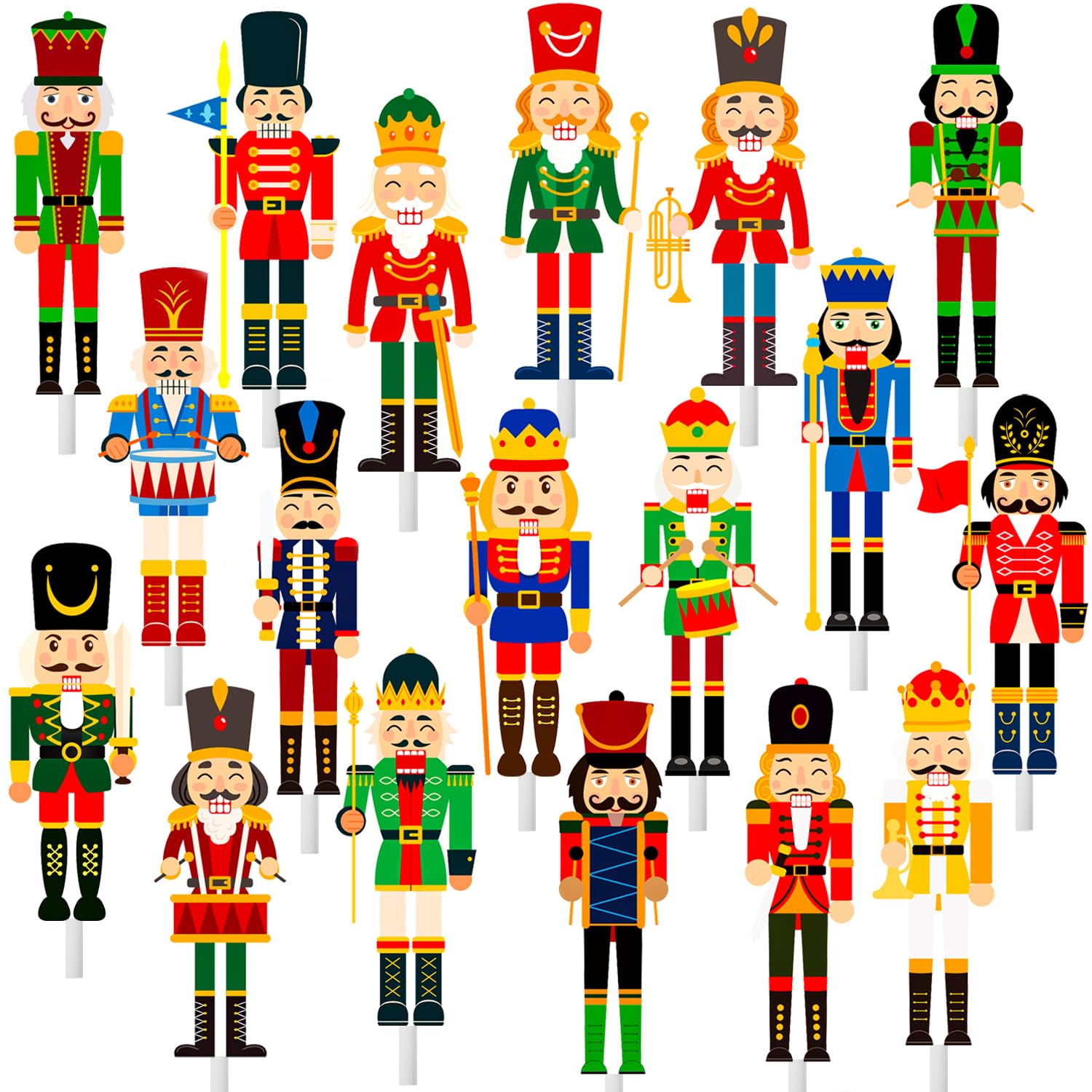 Christmas Nutcracker Cupcake Toppers Nutcrackers Party Ornaments Christmas Holiday Party Decoration 36Pcs King And Soldier Cupcake Picks Christmas For Xmas Nutcrackers Holiday Party Supplies