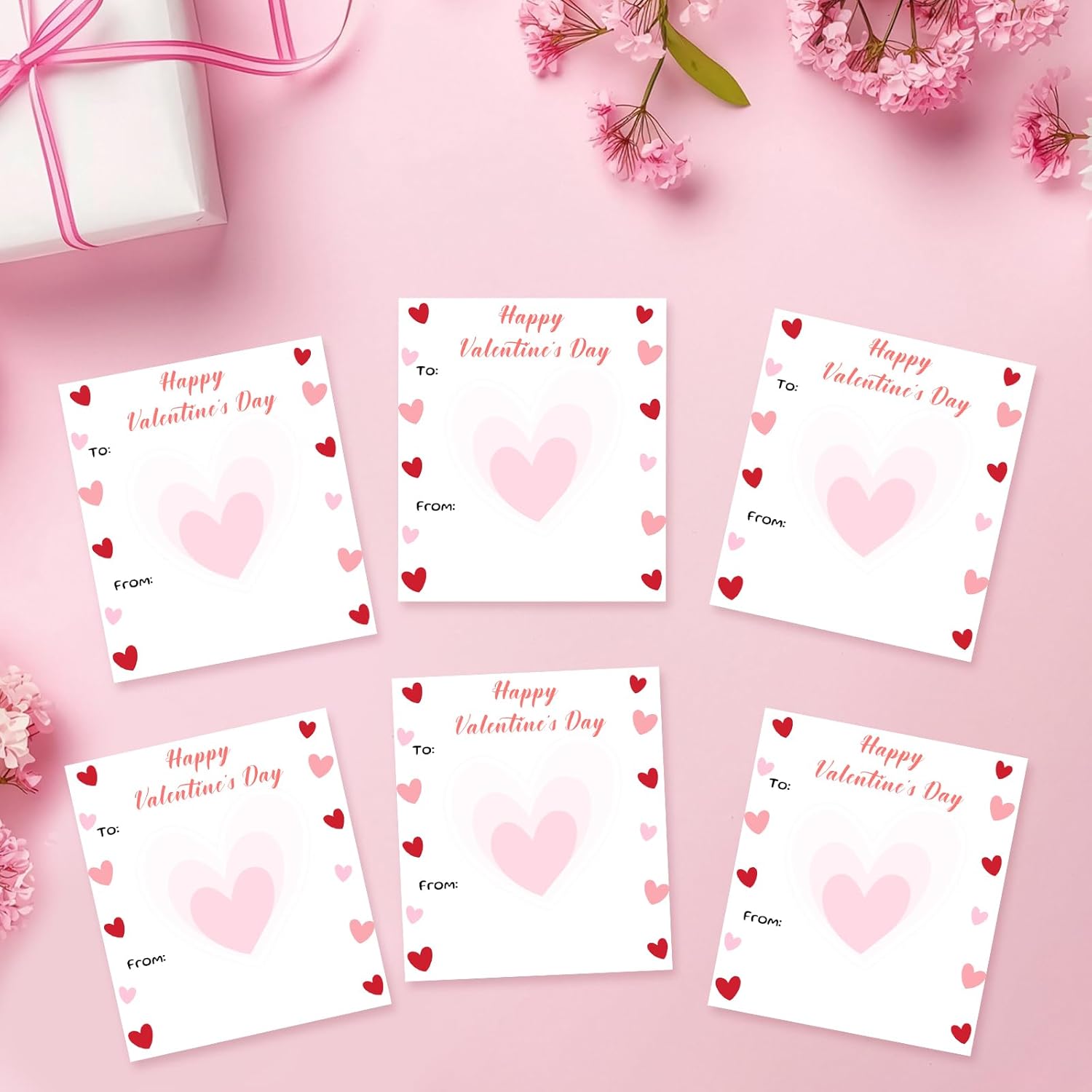 Auch Valentines Cards for Kids Classroom - 30 Pcs Dog Valentine's Day Class School Exchange Greeting Blank Cards (Pink)