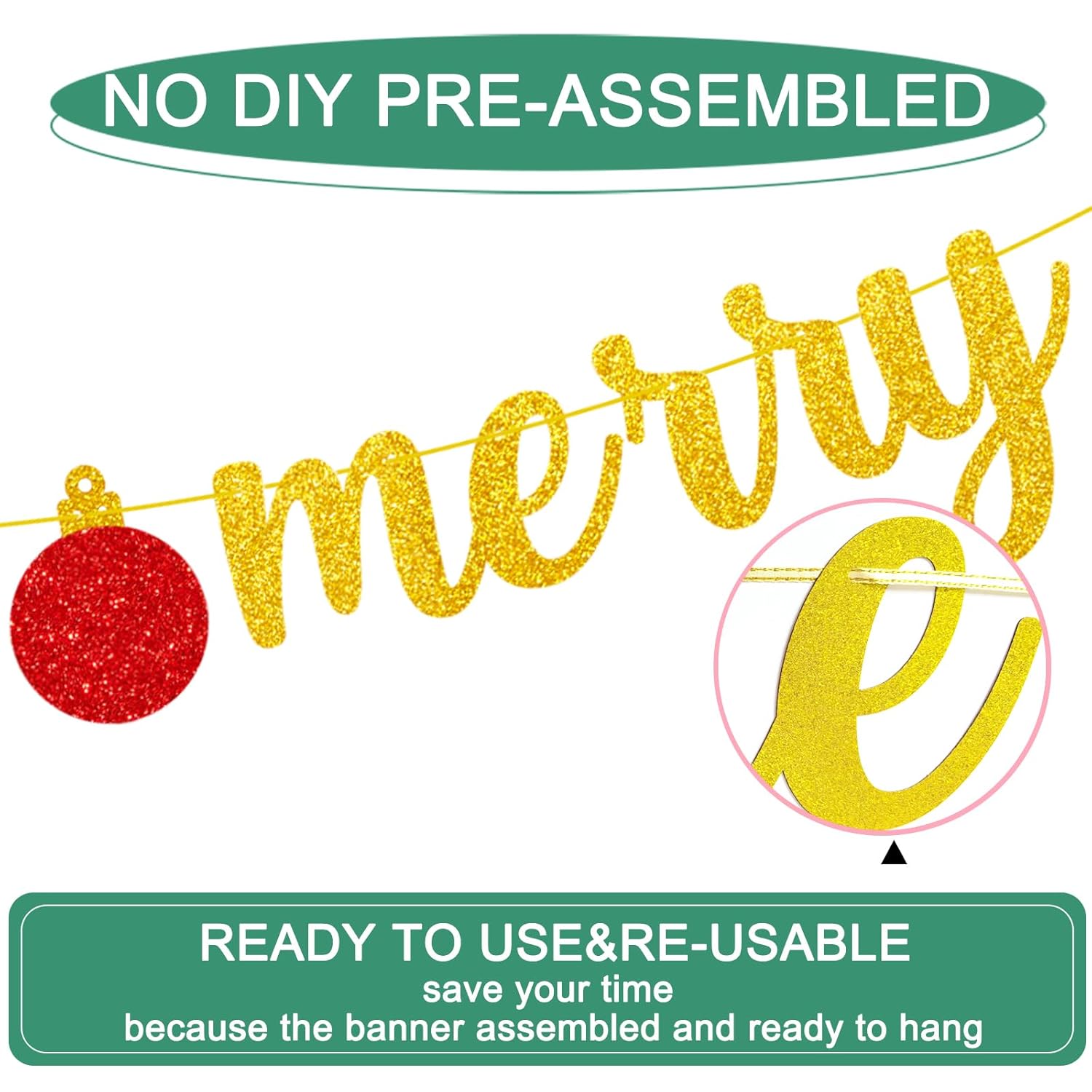 Merry Friendsmas Banner,Glitter Pre-Strung Gold Friends Themed Christmas Party Banner Garland For Friendsmas Christmas Party Decorations,Xmas Winter Holiday Decor,Indoor,Office,Fireplace,Wall