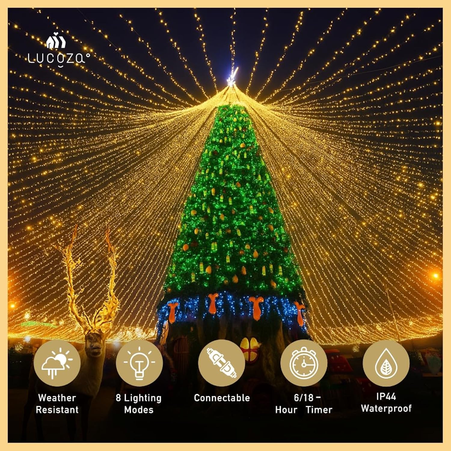98 Ft 300 Led Outdoor Fairy Lights Plug In Connectable Clear Wire With Remote Control, Waterproof String Lights With Tim