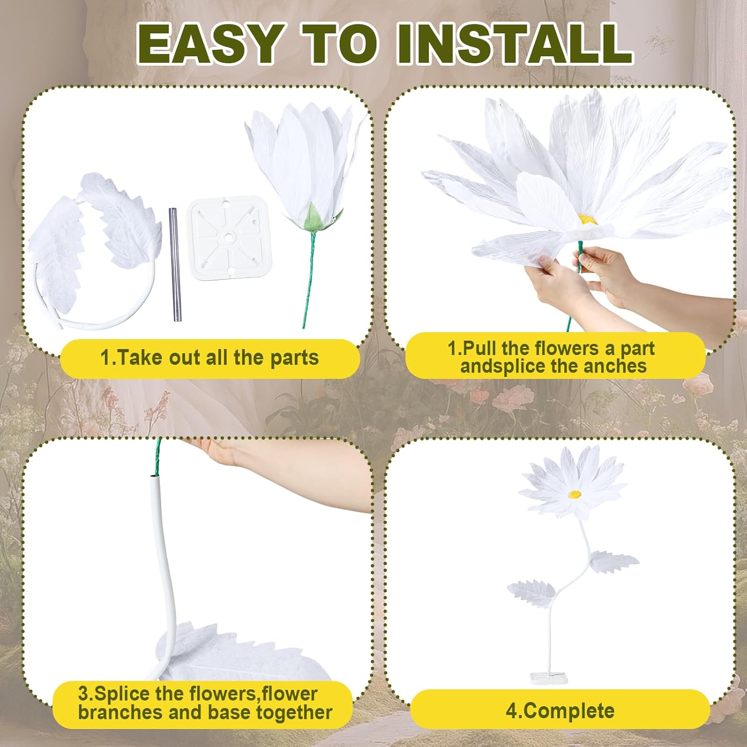 Large Daisy Flower 5.6 Ft Giant Flower For Decoration With Stand White Artificial Daisy Decor Wall Backdrop For Photo Props Birthday Wedding Party Graduation Window Display