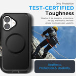 iPhone 16 Case, 6.1", MagSafe, Heavy Duty, Rugged, Shockproof, Dustproof