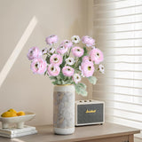 5Pcs Artificial Ranunculus Flowers Silk Flowers Faux Ranunculus Asian Buttercup With Flocked Leaves Fake Flower Stems For Home Decor Indoor Diy Floral Wedding Table Centerpiece (Pink)
