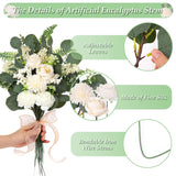 120Pcs 15 Kinds Artificial Eucalyptus Stems Mixed Faux Eucalyptus Stems Leaves And Flowers Bulk Silver Dollar Eucalyptus Stems For Floral Arrangements Wedding Home Vase Bouquet Greenery Decoration