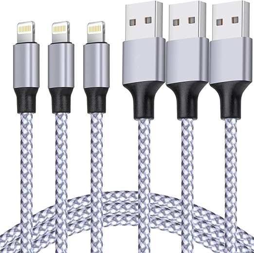 3 Pack Apple MFi Certified Lightning Charging Cable 6FT Nylon Braided Fast Charger for iPhone 14 13 12 11 iPad