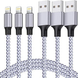 3 Pack Apple MFi Certified Lightning Charging Cable 6FT Nylon Braided Fast Charger for iPhone 14 13 12 11 iPad