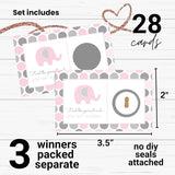 Pink Elephant Jungle Baby Shower Scratch-Off Game Cards For Girls - 30 Fun Guest Activities With Prizes