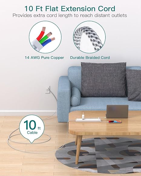 Heavy Duty Metal Power Strip 12 Outlets 15FT Extension Cord Wall Mount for Garage Workshop Office