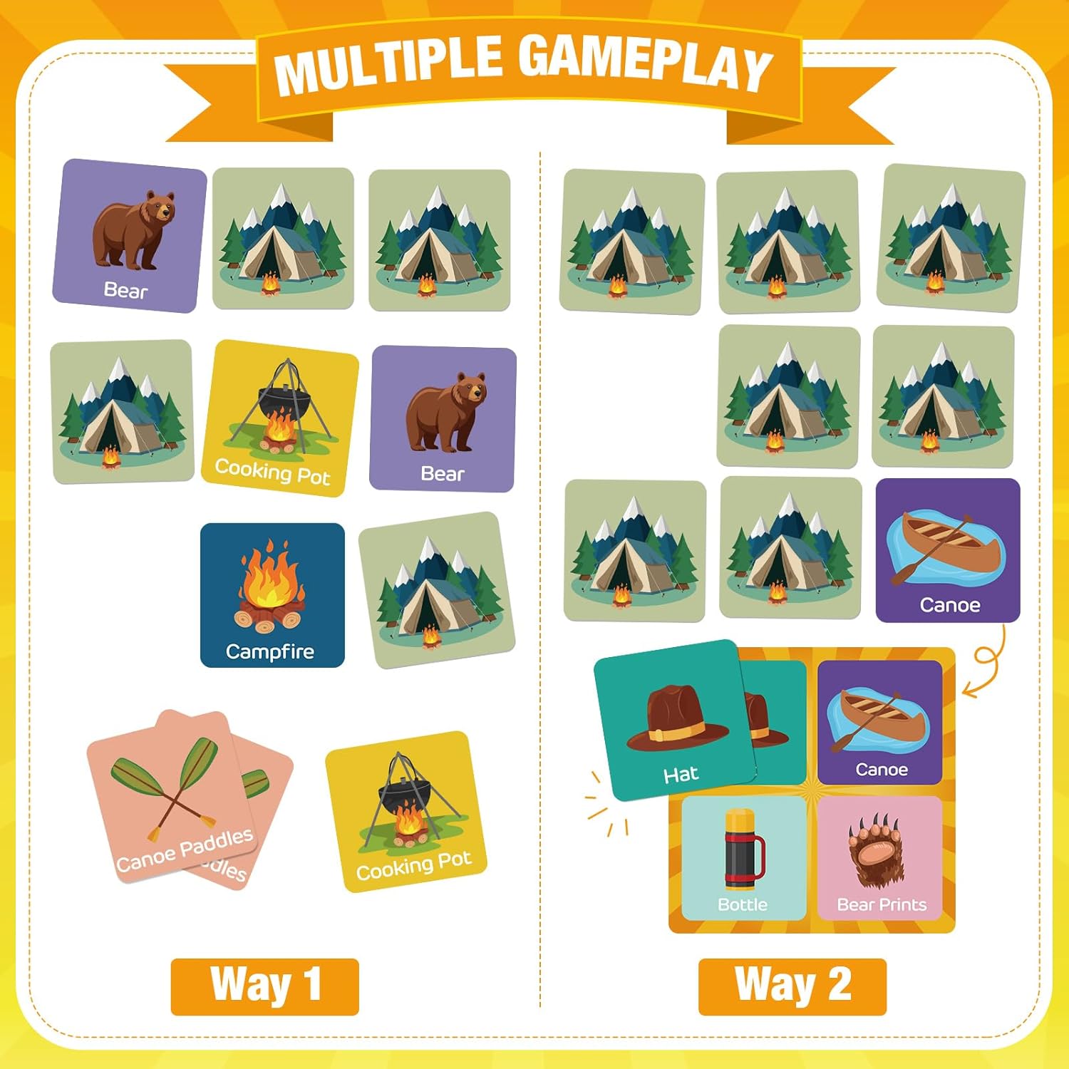 82 Pcs Memory Matching Games Camping Matching Cards Camp Memory Game Concentration Cards For Educational Gifts Family Supplies