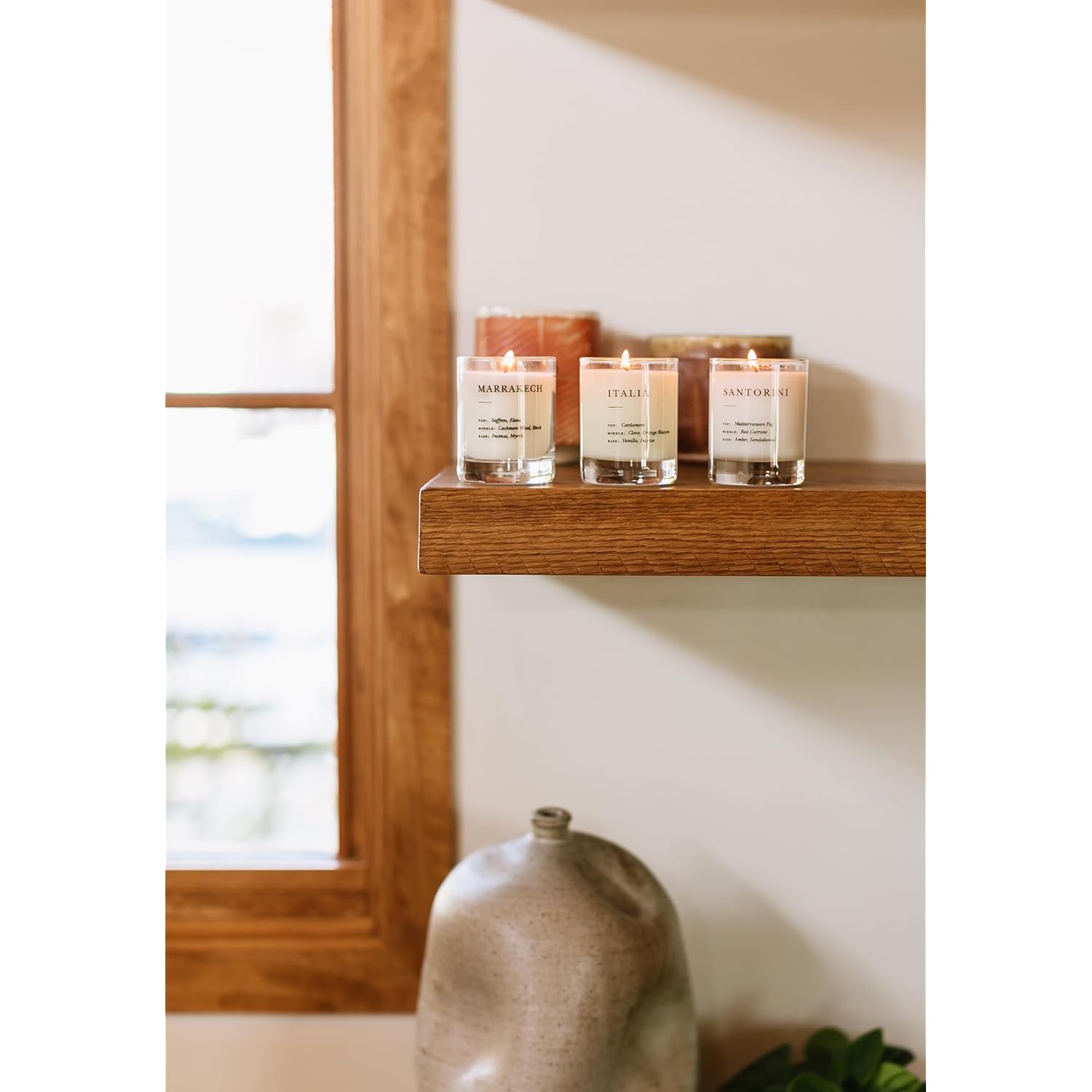 Mini Candle Gift Set – Set Of 3 Hand-Poured 3 Oz Soy Votive Candles (Earthy + Warm Santorini/Italia/Marrakech) –Clean 20 Hr Each, Lead-Free Wicks, Luxury Textured Gift Box