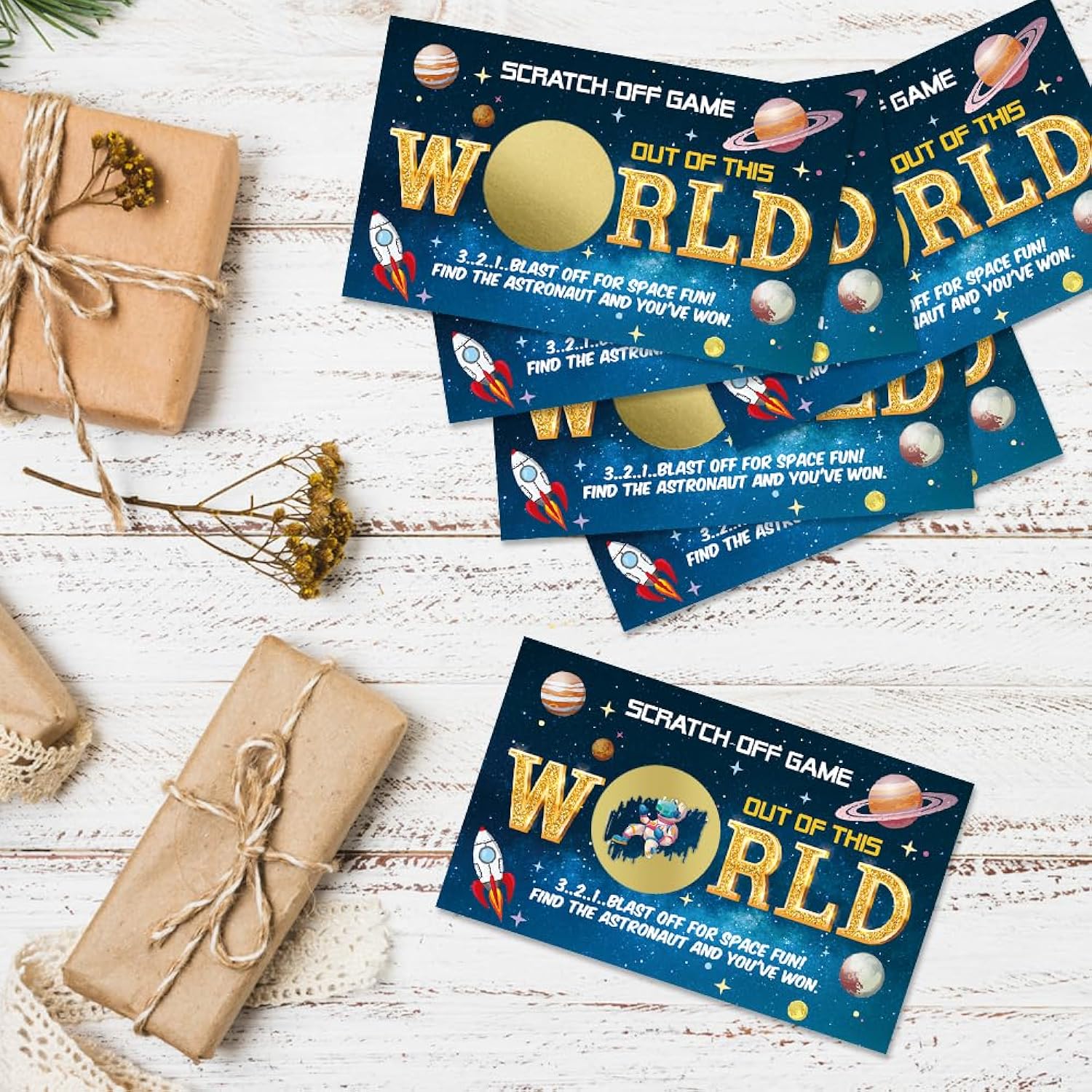 50 Psc Out Of This World Scratch Off Cards, Funny Outer Space Theme Scratch Cards For Birthday Baby Shower Party, Lottery Group Reveal Games Activity Supplies, Galaxy Theme Party Supplies