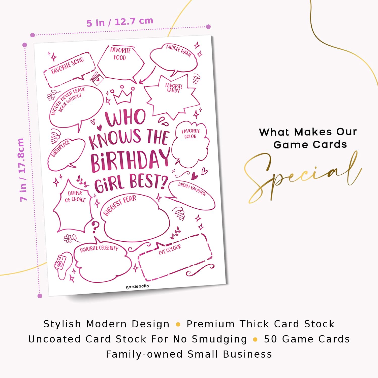 50 Who Knows The Birthday Girl Best Game Cards, Fun Birthday Games For Kids & Adults, Pink Bubbles