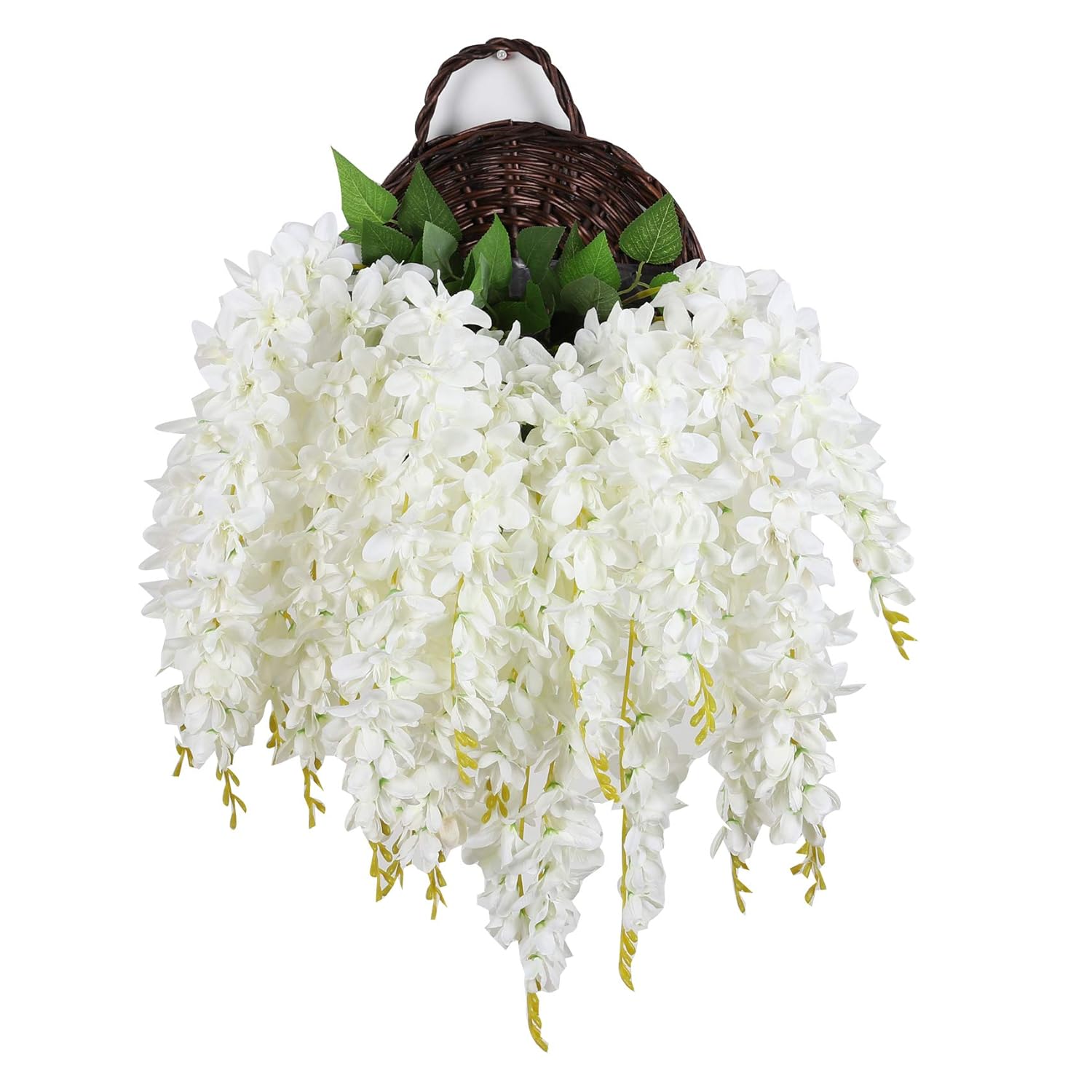 Silk Wisteria Flower Artificial 2.13 Feet Hanging Wisteria Vine Fake Flower Bush String Home Party Wedding Decoration,Pack Of 4?White?