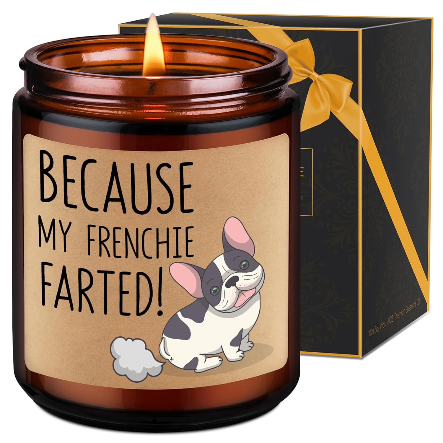 Candles, Frenchie Gifts For Women, Men - Funny Bulldog Gifts For Frenchie Owners, Bull Dog Dad, Bull Dog Mom - Cute Valentines Day, Birthday Present For Bulldog Lover - Lavender Scented Candles