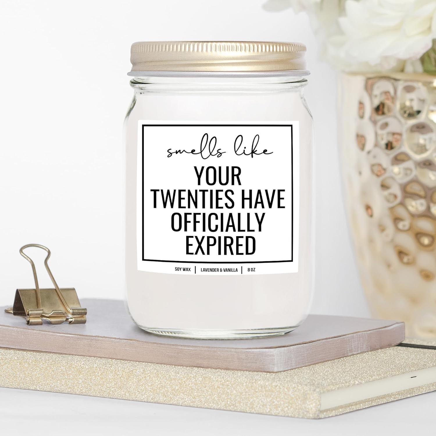 You Nique Designs 30Th Birthday Candle Gifts For Women Men, 4 Oz, 30Th Bday Candle For Her Him, Dirty Thirty 30 Year Old Birthday, Happy B-Day For Turning 30 (Lavender & Vanilla)
