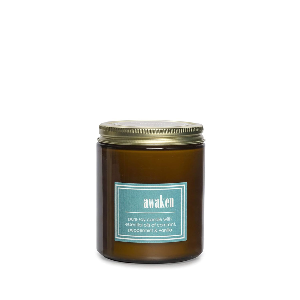Essentials Candle, Awaken, 8 Oz. - Scents Of Cornmint, Peppermint, & Vanilla - 100% Soy Wax, No Lead, Hand Poured, Phthalate Free, Made From Midwest Grown Soybeans, All Natural Wicks