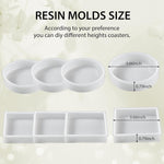 8Pcs Resin Coaster Molds Set, Include 4 Square And 4 Round Thick Silicone Molds For Epoxy Resin Casting Diy Coaster, Cups Mats, Home Decoration