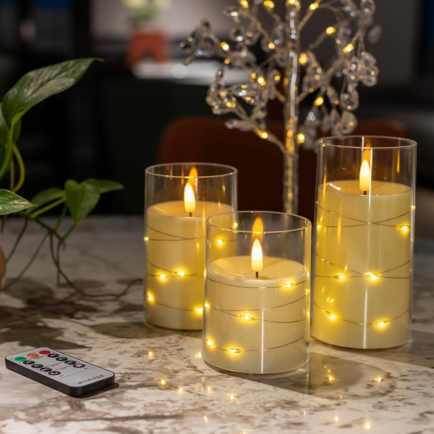 4 Inch Flickering Flameless Candles With Remote, Led Pillar Candle Small, Real Wax Battery Operated Candles With Timer, Ivory Fake Candles For Wedding,Party,Christmas Decor, Set Of 6