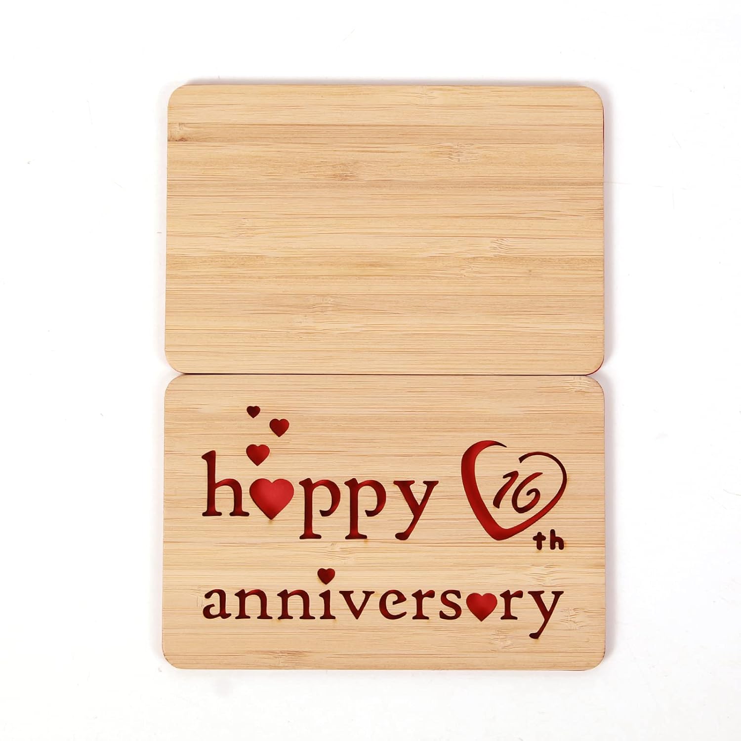 Wooden 16Th Anniversary Card,Handmade 16 Years Wedding Anniversary Greeting Cards,16Th Wood Anniversary Card For Her,Him,Husband,Wife