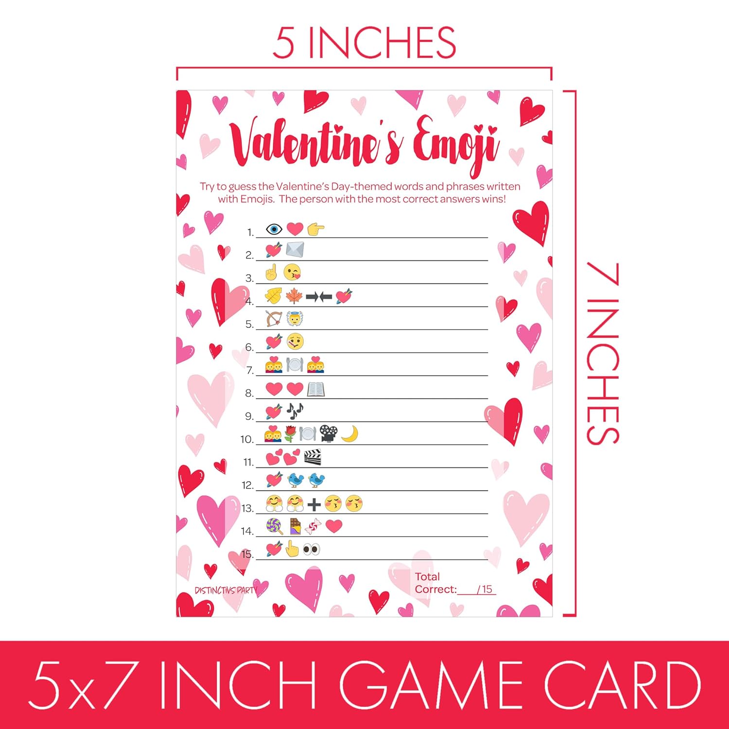 Valentine'S Day Emoji Game - Fun Classroom Party Activity For Kids And Adults - 25 Player Cards, Valentine Guessing Game For Families, Couples, Friends