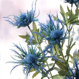 5 Pack Silk Artificial Thistle Flowers Eryngiums Faux Plants For Garden Wedding Prom Party Bouquet Floral Arrangement (Blue)
