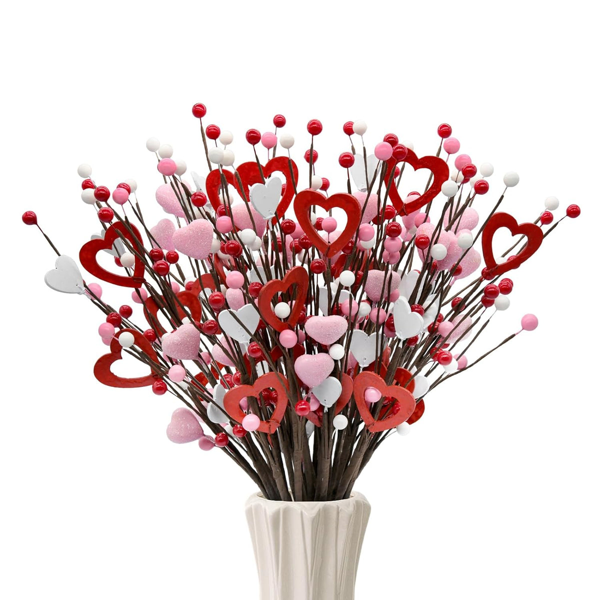 Valentine'S Day Decor, 20 Pack Heart Berry Stems Valentines Day Decorations For Tree, Artificial Flowers Valentine Picks For Wreath, Valentine'S Day Gifts, Valentines House Decorations