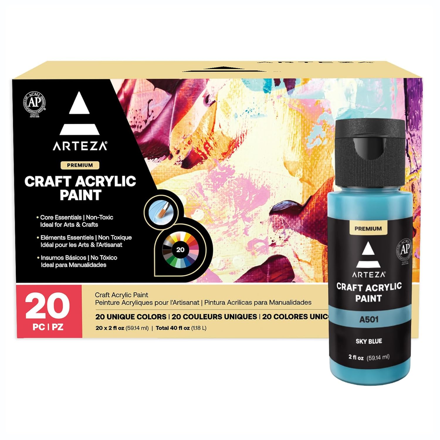 Craft Acrylic Paint Set, Water-Based Acrylic Craft Paint, Matte Finish Artist Paints, Art Supplies For Glass, Wood, Ceramics, Fabrics, Leather