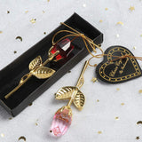 5Pcs Mini Glass Rose Flower With Box, Romantic Crystal Rose Gift For Wedding Souvenirs Anniversary Birthday New Year Mother'S Day, Ideas For Mom Wife Sister Girlfriends(Gold-Pink)