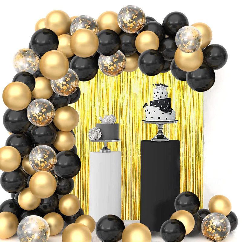 Black And Gold Balloon Garland Arch Kit, Black And Gold Party Decorati