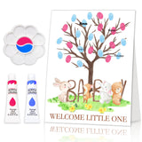 Forest Gender Reveal Games, Gender Reveal Fingerprint Tree With Safari Animals Keepsake, Baby Shower Party Supplies, Thumbprint Desktop Sign With Stand