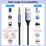 Usb To 3.5Mm Trs Audio Jack Adapter, Usb Male To 3.5Mm Aux Stereo Audio Cable, Nylon Braided Aux Converter For Pc, Laptop, Windows, Mac Osx, Headphones?Does Not Support In Vehicle?