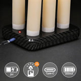 Rechargeable Flameless Taper Candles With Charging Station & Remote Timer, 6 Pcs Real Wax Led Taper Candles, Battery Operated Candlesticks For Home Wedding Christmas Decorations (Ivory)