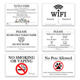 6 Essentials Air Bnb Vacation Rental Hosts, 4"×6" Laminated Signs Bundle For Hosts Guest, Welcome Book Wifi Password With Magnetic Attachment, Do Not Flush Turn Off No Pets No Smoking, House Rules