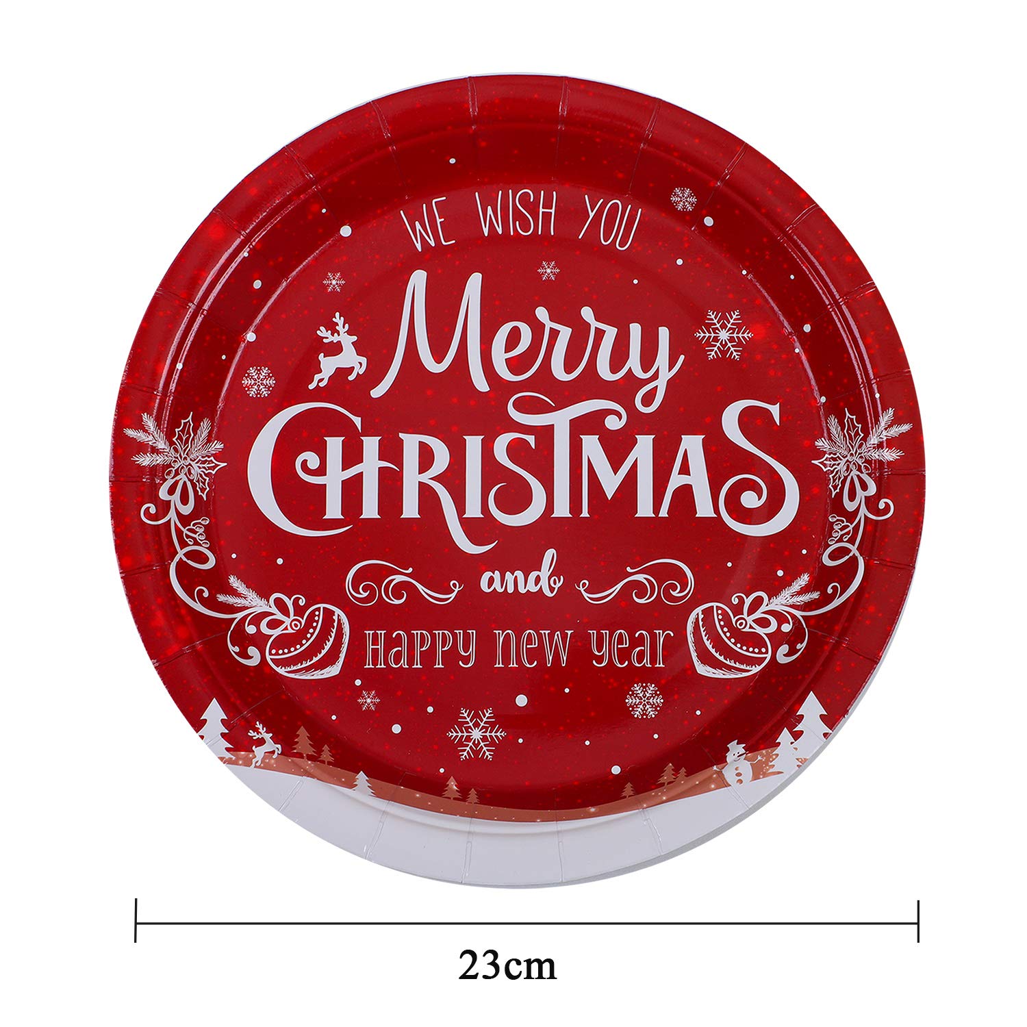60 Pieces Christmas Paper Plates Disposable Plates Round Dinner Plate Party Plate Tableware For Christmas Party Supplies, 9 Inches