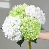 8 Pcs Hydrangea Artificial Flowers With Realistic Stems, 18In Large Fake Flowers, Faux Flower For Home Party Decor Outdoor Wedding Bouquets Table Centerpieces Decoration,White Green