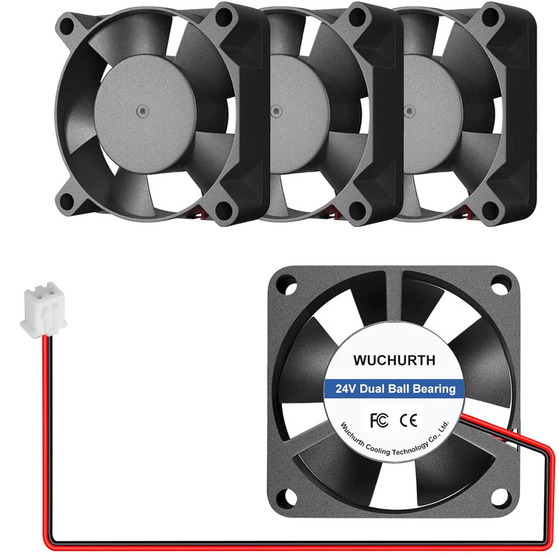 4 Pack 3010 Fan 24V Dual Ball Bearing, Low Noise Strong Air Flow Brushless Coo