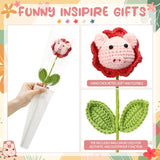 10 Sets Positive Pig Crochet Flower Bulk For Women Cute Handmade Crochet Pig Flower Emotional Support Valentine'S Day Appreciation Gifts For Mom Teacher Nurse Coworker Employee Office Staff