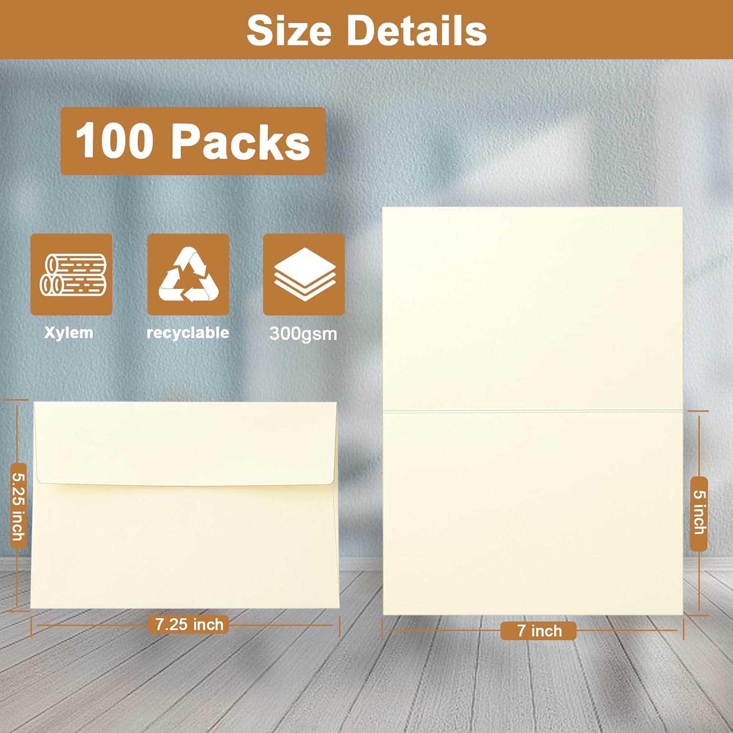 100 Packs Cream Blank Greeting Cards With Envelopes 5 X 7 Heavyweight Folded Ivory Cardstock And A7 Envelopes Printable Self Seal For Diy Invitations, Birthday Party, Baby Showers, Mailing