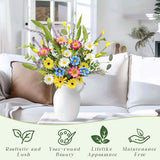 4 Bundles Artificial Daisy Flowers Bouquet Fake Wildflowers Silk Spring Floral Stems Arrangements For Home Indoor Living Room Kitchen Table Vase Wedding Party Decor