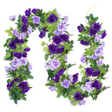 3Pack Artificial Rose Flower Garland, 23.7Ft Fake Vines Silk Flowers Hanging Rose Ivy For Wedding Arch Decorations Room Party Home Garden Hotel Office Wall Decor (Purple)