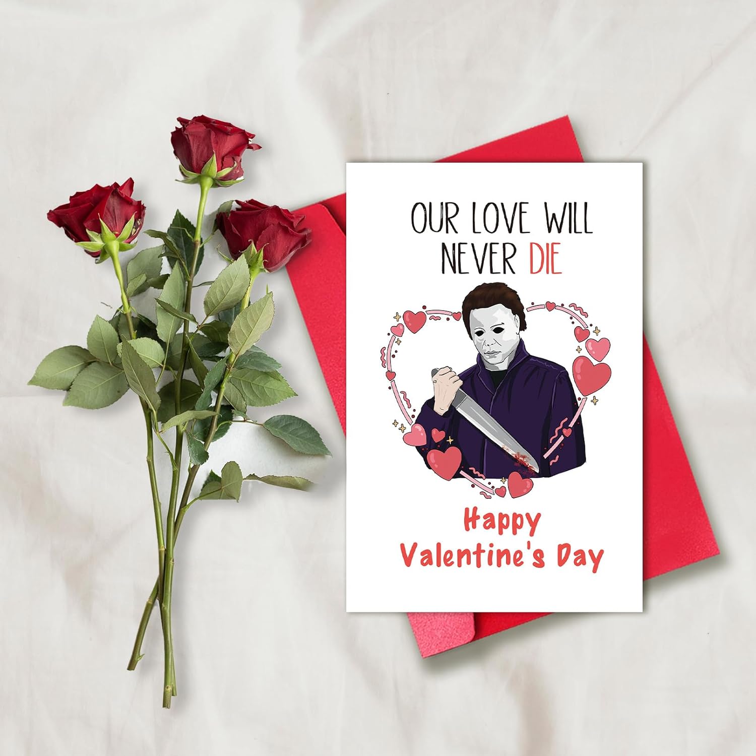 Funny Movie Valentine'S Day Card For Lover, Romantic Valentines Cards For Boyfriend Girlfriend, Humorous Michael Myers Love Card, Envelope Included.