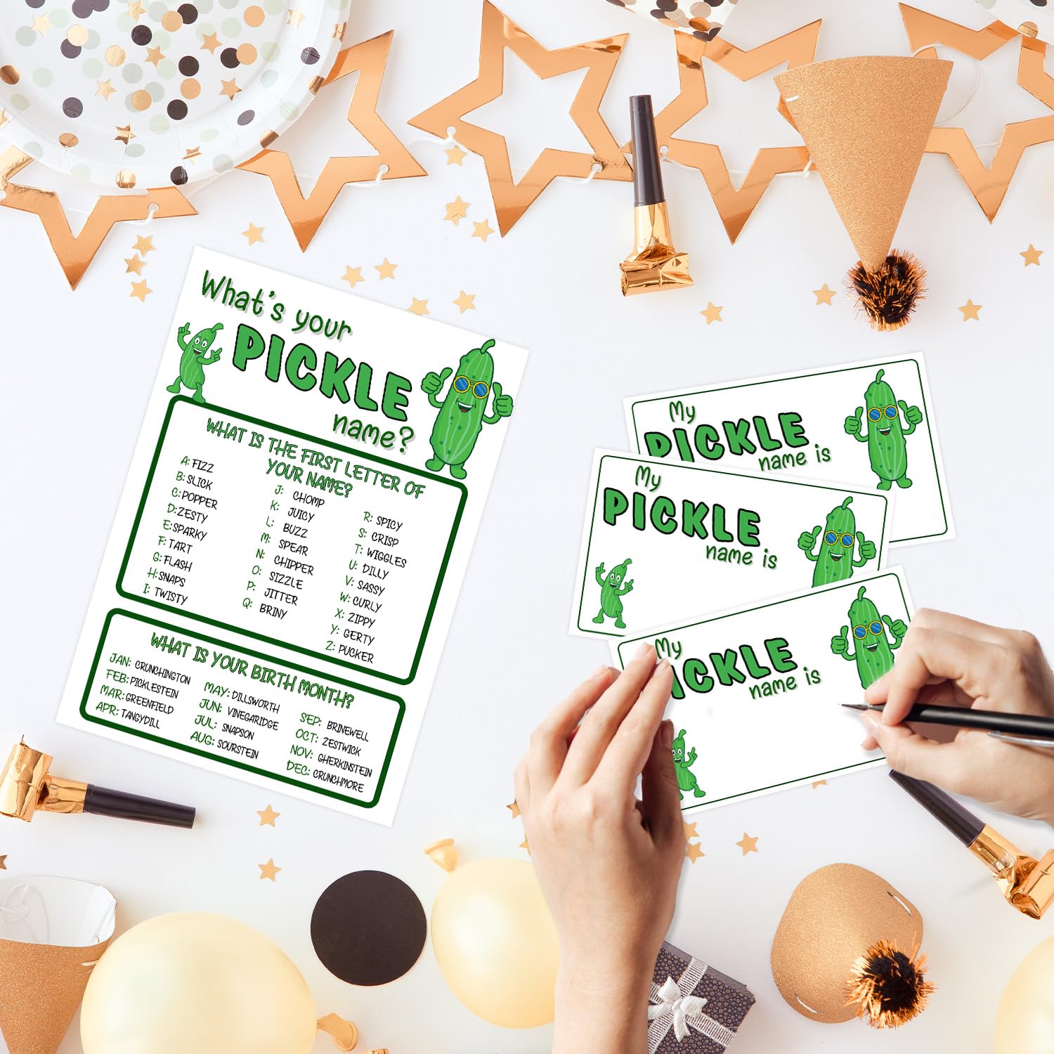 Pickle Party Decorations, Pickles Theme Birthday Party Sign For Boys Girls, Kids Activity Cards, What'S Your Pickle Name Game, Activity Supplies