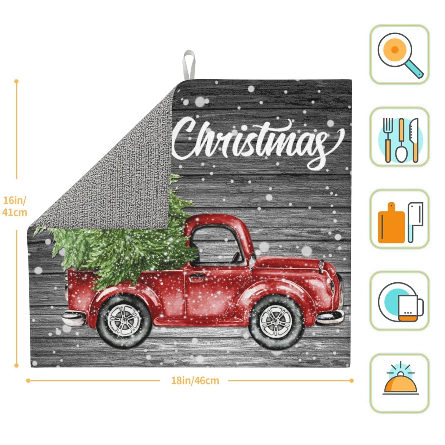 Farm Rustic Vintage Retro Old Merry Christmas Red Truck Drying Mat 16X18 Inch For Kitchen Counter Drying Mats Dish For Kitchen Counter Easy Clean Kitchen