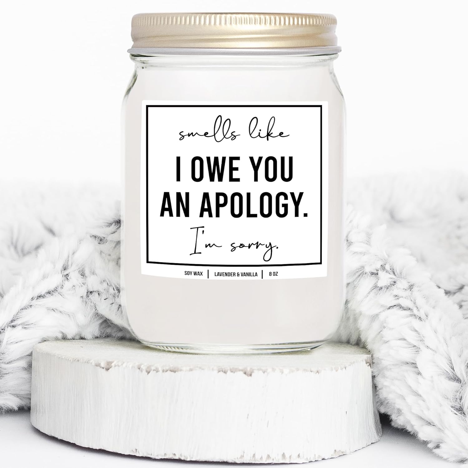 You Nique Designs Apology Gifts 8Oz Candle - Im Sorry For Her, Girlfriend, Wife - Sorry Present, Apology Gift For Him, Men - Unique I'M Sorry Surprise (Lavender & Vanilla)