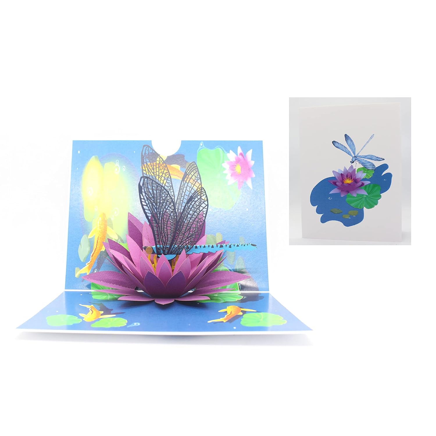 3D Flower Birthday Pop Up Card, 3D Water Lily And Dragonfly Card For Girlfriend, Wife, Mum, Grandma, Teacher'S Day, Mother Day, Anniversary, Thinking Of You, Thank You, F20