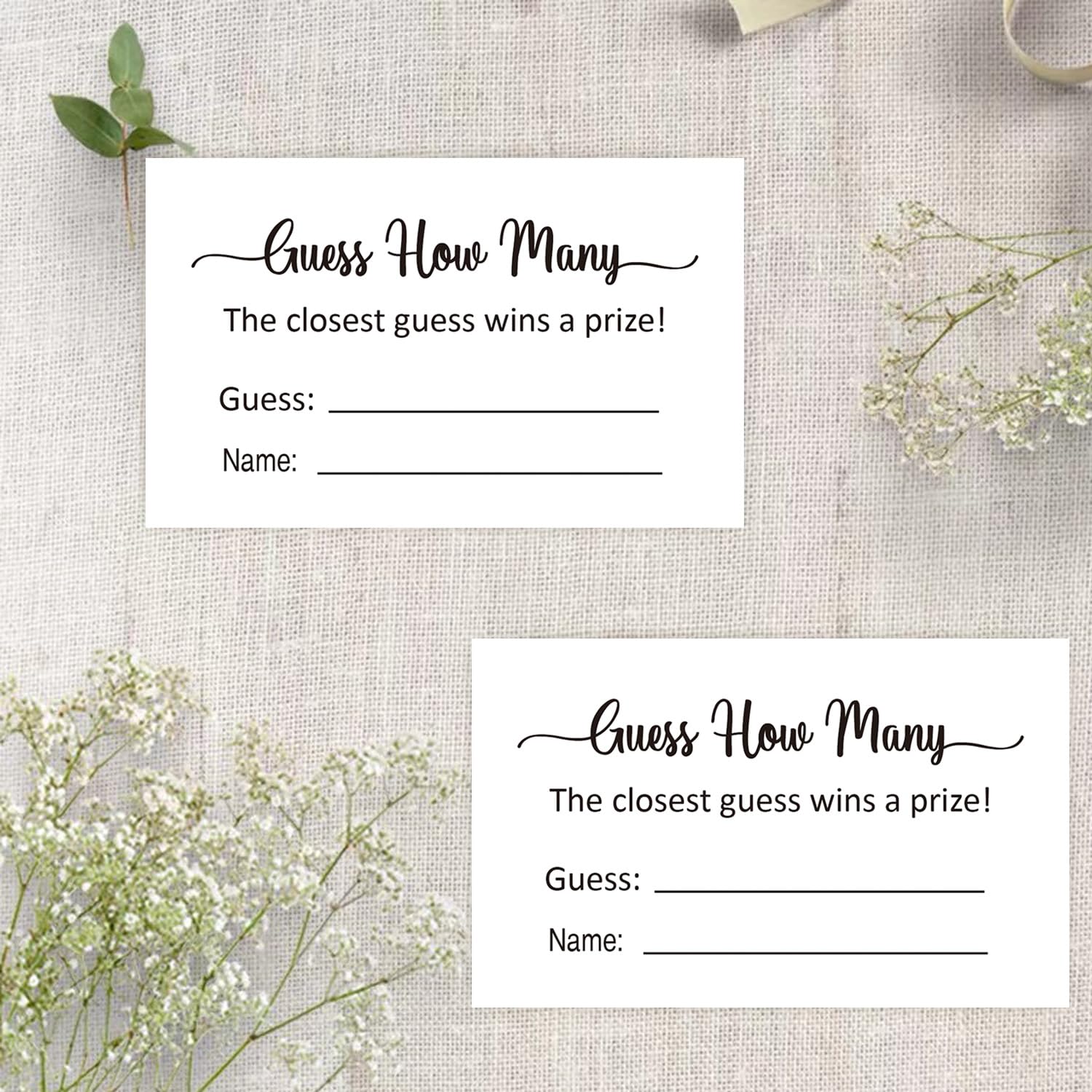 Guess How Many Game Cards, (50 Cards) Baby Shower Game Cards (Minimalist) 3.5" X 2"
