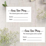 Guess How Many Game Cards, (50 Cards) Baby Shower Game Cards (Minimalist) 3.5" X 2"