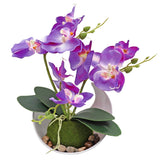Artificial Orchid Flower, Purple Faux Phalaenopsis Flower Arrangement With Vase, Potted Plant Bonsai For Wedding Party Office Table Centerpiece Bathroom Home Decoration